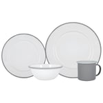 16 Piece White Enamel Dinner Set