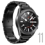 Diruite for Samsung Galaxy Watch 3 45mm Strap,22mm Plating Solid Stainless Steel Bracelet Adjustable Straps Replacement Wrist for Samsung Galaxy Watch 3 Bands - Black