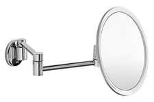 INDA Miroir grossissant Rond Mural (20 x 20 x 42 cm) | Série My Mirror, en Laiton, avec Double Bras articulé, Facile à Installer, avec vis et Chevilles, Design linéaire - Chromé