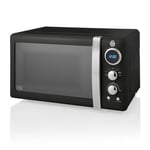Swan SM22030LBN Retro LED Digital Microwave with Glass Turntable, 5 Power levels & Defrost Setting, 20L, 800W, Black