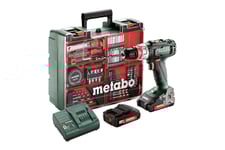 Metabo Borrskruvdragare BS 18 L Quick Set 18V med 2st 2,0Ah Li-Power-batterier och laddare SC 30 samt Workshop/tillbehörssats