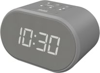 i-box Alarm Clocks Bedside, Radio Clock, Mains Powered or Battery, Grey 
