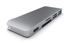 USB-C-hub Satechi, 2xUSB 3.0, kortläsare SD/MicroSD, USB Pass Through för laddning - Rymdgrå