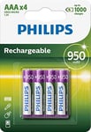 Philips R03B4A95/10 Batterie Rechargeable AAA (950 mAh, 1,2 V, Blister de 4)