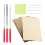 TGFIX 15pcs Balsa Wood Sheets 2mm Plywood Board with Hot Glue Sticks Dust-Free Cloth Triangular Round Flat File for DIY Crafts Home Decor Engraved Stenciling Modelling