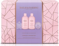 Baylis &Amp  Harding Kosmetikset Baylis &Amp  Harding Jojoba, Vanilla &Amp  Almond Oil Luxury Candlelit Bathing: Badskum, 300 Ml + Duschkräm, 300 Ml + Kropps- Och Handlotion, 50 Ml + Doftljus, 60 G