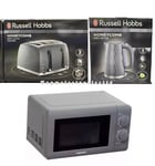RUSSELL HOBBS Honeycomb Jug Kettle & 4 Slice Toaster 20L Solo Microwave Grey