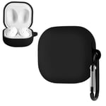 Geekria Silicone Case Cover Compatible with Samsung Galaxy Buds Live True Wireless Earbuds Protective Charger Carrying Case, Wireless Earphones Skin Cover with Keychain Hook (Black)