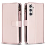 BF Style-19 Samsung Galaxy A35 5G Fodral Zipper Pocket Telefon Läderfodral - Rose Gold