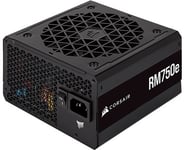 Corsair RM750e V2 750W, ATX 3.0, 120 mm fläkt, 80PLUS Gold, semipassivt, löstagbara kablar - Svart