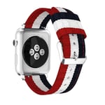 Nylonarmband Apple Watch 45mm Series 8 blå/vit/röd