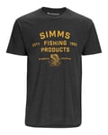 Simms Stacked Logo Bass T-Shirt Char XXL Fiske t-skjorte i Charcoal Heather