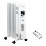 HOMCOM 1630W Digital Oil Filled Radiator Heater Timer LED Adjustable Temp White
