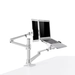 WERGON - Konrad - Justerbar Dual holder - Til en Laptop 11-17 + en Monitor skærm Max 32 - Sølv