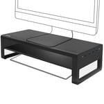 Vaydeer 2 Tier Monitor Stand with Fast Charging and USB 3.0 Ports, Metal Computer Stand Riser for Desk, Aluminum PC Screen Stand for Office, Laptop, Computer, iMac, Printer up to 32 Inches - Black