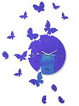 FLEXISTYLE Grande Horloge Murale Moderne en Forme de Papillon Ronde 30 cm, 15 Papillons, pour Salon, Chambre à Coucher, Chambre d'enfant, Produit fabriqué dans l'UE (Bleu Marin)