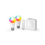 Hive 852001 Smart Lighting EUK-2x Dimmable B22 & Motion Sensor with Hub, White