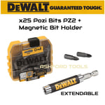 DeWALT Screwdriver Bit Set x25 Pozi PZ2 Bits + Magnetic Bit Holder T-Stak TicTac