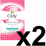 2 X Olay Beauty Fluid Sensitive Moisturiser Face Body Lightweight Classic 200ml