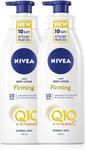 NIVEA Light Firming Body Lotion Q10 + Vitamin C Pack of 2 (2 X 400Ml), Nourishin