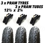3 x Pram Tyres & 3 x Tubes 12 1/2 X 2 1/4" Mountain Buggy Terrain Osann BeeBop