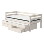 Säng vit 90 x 200 cm sänglådor utdragssäng, FLEXA CLASSIC
