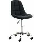Décoshop26 - Tabouret chaise de bureau pivotante hauteur réglable tissu noir TAB010010