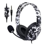 Adjustable PC /PS4 Game Gaming Headphones Soft Memory Earmuff and Noise-canceling Wired Headset For PS4 Game With Microphones White camouflage