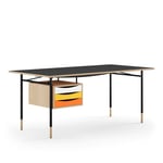 Nyhavn Desk, 170 cm, with Tray Unit, Oak, Black Steel, Warm
