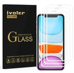 ivoler 3 Pack Screen Protector for iPhone 11 / iPhone XR, [Full Coverage] Tempered Glass Film for iPhone 11 / iPhone XR, [9H Hardness] [Anti-Scratch] [Bubble Free], White