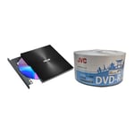 ASUS ZenDrive Black Slim External DVD Burner & JVC DVD-R Printable DVD