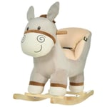 Rootz Kids gunghäst - grå - plysch, trä, stål - 24,01 cm x 13,38 cm x 22,83 cm