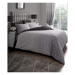 FAIRWAYUK Grey and Black Bedding Set Quilt Duvet Cover Poly-Cotton Reversible - Pillowcase (OHARI OMBRE GREY, King)
