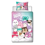 Character World Squishmallows Officially Licensed Bright Design Single Duvet Cover Set | Reversible 2 Sided Squish Squad Bedding Including Matching Pillow Case | Perfect For Kids Bedroom | Polycotton