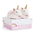 Baby Girl Slippers With Rattle - Cherry Rabbit - 0/6 Months - White and Pink - DC2702