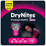 Huggies DryNites pyjamasbyxor engångsbruk flickor 8-15 år jumbopaket 4 x 13