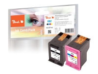 Peach Multi Pack H62 - 2-pack - svart, färg (cyan, magenta, gul) - kompatibel - återanvänd - bläckpatron (alternativ för: HP 62) - för HP ENVY 55XX, 56XX, 76XX Officejet 200, 250, 57XX, 8040