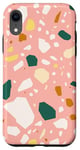 Coque pour iPhone XR Terrazzo Carrelage abstrait rose corail vert
