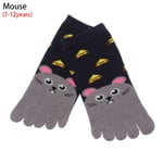 Five Finger Socks Toe Ankle 7-12y Mouse