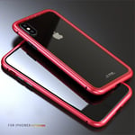 LUPHIE iPhone X mobilskal tempererat glas metall - Röd och t