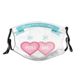 Comfortable Windproof Face cover,Happy Valentines Day Message with Pink Hearts Soft Toned Artful,Printed Facial Decorations for Everyone