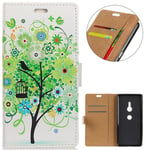 KM-WEN® Case for Sony Xperia XZ2 (5.7 Inch) Book Style Green Tree Pattern Magnetic Closure PU Leather Wallet Case Flip Cover Case Bag with Stand Protective Cover Color-10