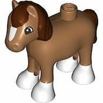 Duplo LEGO Minifigure Baby Horse Foal Medium Nougat Brown Animal Minifig Rare