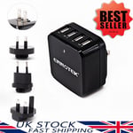 Ennotek®4 Port USB Wall Charger Interchangeable UK EU AU US Plugs Power Adapter