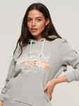 Superdry Vintage Logo Premium Goods Floral Hoodie, Concrete Grey Marl