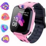 PTHTECHUS Kids Smart Watch for Boys Girls Phone Game Smart Watch for Kids [1GB Micro SD Included] Children Music Player SOS Camera Alarm Clock Birthday Gift (X9 Pink)