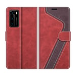 MOBESV Huawei P40 Case, Phone Case For Huawei P40, Huawei P40 Phone Cover, Magnetic Flip Wallet Case for Huawei P40 Phone Case, Stylish Red