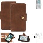 Protection case for Nokia C32 Wallet Case + earphones Cover Brown Bookstyle