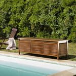 HANNA - Coffre de jardin piscine en bois teck huilé 200x55cm - Marron