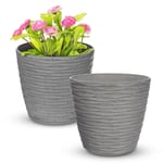 Wave Design Flower and Plant Pots (Set of 2) - 18cm Diameter